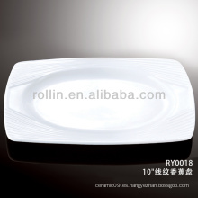 Plato rectangular de porcelana blanca durable especial durable